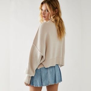 Free People Easy Street Crop Pullover, Pearl, Medium